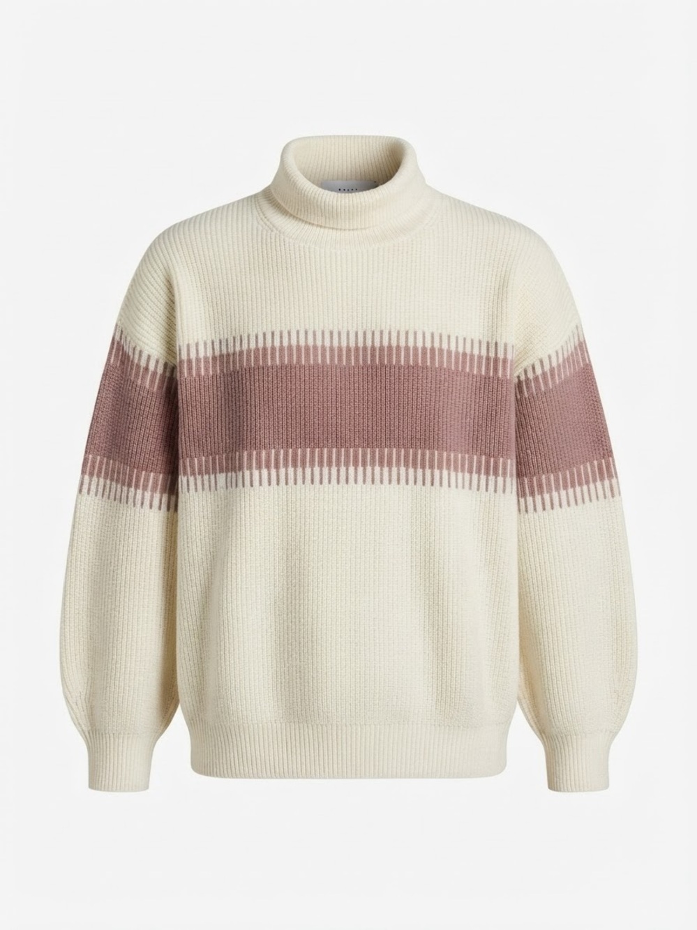 Baltic Born Cream and pink Stripe Turtleneck Sweater